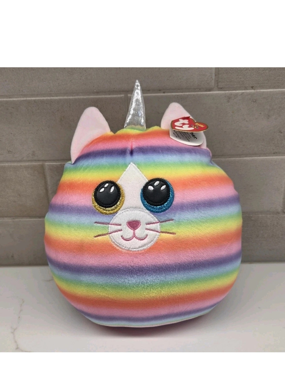 TY THE SQUISH-A-BOOS COLLECTION HEATHER CAT UNICORN PLUSH CUSHION 10" NWT